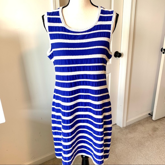 MAX STUDIO Braided Stripe Cotton Sheath Dress—XL - Picture 1 of 11